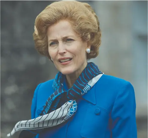  ?? Netflix ?? Gillian Anderson delivers a star turn as Margaret Thatcher, Britain’s prime minister
from 1979 to 1990, in the fourth season of The Crown.