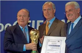  ??  ?? Tainted…Beckenbaue­r’s reputation has been tarnished by World Cup bidding scandals