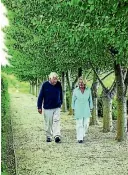  ??  ?? Barry and Lynn stroll on a path laid with limestone.