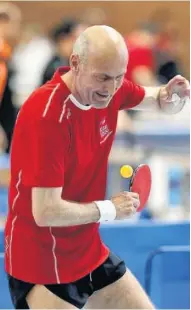  ??  ?? John Mould in table tennis action.