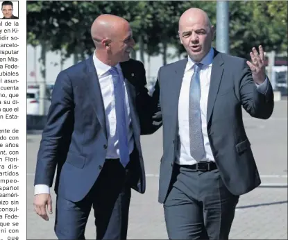  ??  ?? CUMBRE. Luis Rubiales y Gianni Infantino se verán hoy en Kigali, Ruanda.