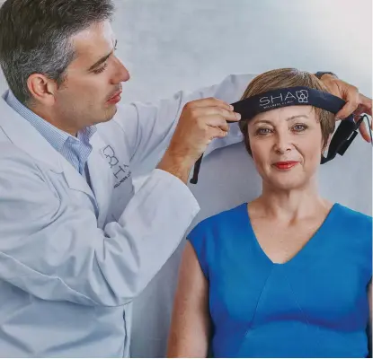  ??  ?? Brain training: Dr Bruno Ribeiro tests Geraldine’s mental capacity at the SHA Wellness Clinic (top left)