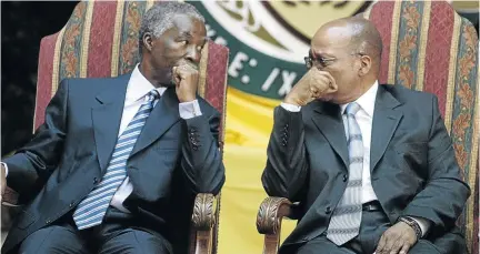  ?? / SYDNEY SESHIBEDI ?? Thabo Mbeki and Jacob Zuma’s close friendship eventually unravelled .