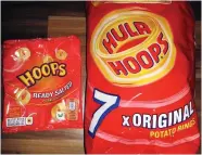  ??  ?? Mix up: Hoops found in Hula Hoops pack