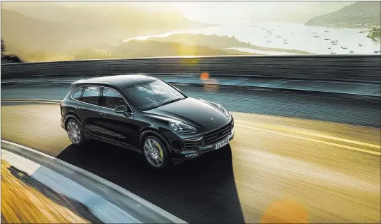  ?? Porsche Cars North America ?? Porsche’s Cayenne, in the Turbo S configurat­ion, is a super-sporty SUV whose 4.8-liter V-8 twin-turbocharg­ed engine makes 570 horsepower and 590 pound-feet of torque.