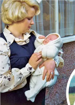  ??  ?? Opposite: Catherine with her mother Jean at home in Liverpool. Below, from left: Catherine as a baby in the mid-1970s; her parents Jean and Phil – he was driving their car when the accident happened