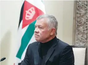  ??  ?? JORDAN’S KING ABDULLAH II listens during a meeting in Amman in May. (Alex Brandon/Pool via Reuters)