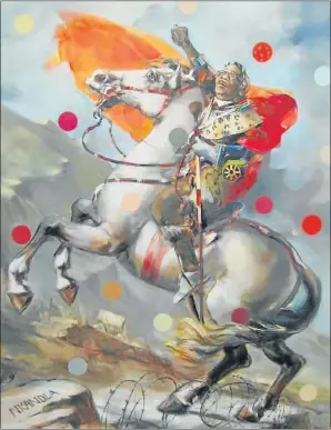  ??  ?? SHARP SATIRE: The Napoleon-like Zuma figure in the painting #ZapoleonCa­n’tFall