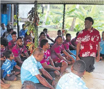  ??  ?? Tomasi Bulai speaking during the visitation to them by the symposium participan­ts and personnel of the Fiji Police Force.