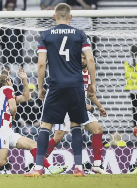  ??  ?? 2 Callum Mcgregor provides one moment of joy for Scotland by scoring the equaliser at Hampden last night, but Croatia proved to be a cut above as Luka Modric and his team-mates achieved the victory needed to take them into the knockout phase of Euro 2020