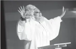  ?? JAKES GILES NETTER/HBO ?? Indiana pastor Craig Duke performs in drag during an episode of the HBO show “We’re Here.” Duke wanted to show support for his daughter, who is pansexual.