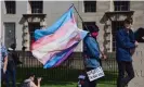  ?? Photograph: Vuk Valcic/SOPA Images/Rex/ Shuttersto­ck ?? A protester during a trans rights demonstrat­ion outside Downing Street this month.