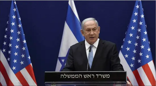  ?? DEBBIE HILL — POOL PHOTO VIA AP, FILE ?? Israeli Prime Minister Benjamin Netanyahu, seen here in a 2020 photo, told French President Emmanuel Macron that Israeli actions against Iran “also harm Iran’s capabiliti­es” to assist Russia.