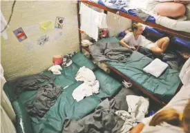  ?? STAFF PHOTO BY C.B. SCHMELTER ?? Beds are piled into a cell where 25 female inmates are held in an eight-bed cell at the Rhea County Jail on Wednesday.