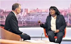  ??  ?? Diane Abbott told Andrew Marr: ‘The hairstyle is gone, some of the views are gone’