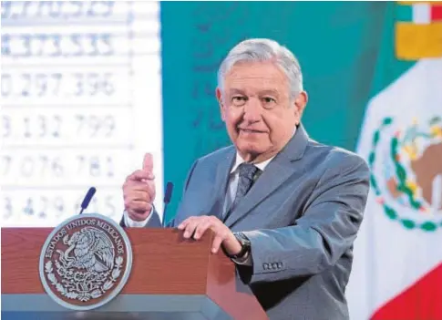  ?? EFE ?? El presidente de México, Andrés Manuel López Obrador, la semana pasada durante una rueda de prensa