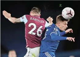  ?? Picture: LAURENCE GRIFFITHS/REUTERS ?? SINGLED OUT: Talented Leicester City midfielder Harvey Barnes, right, in action against Burnley’s Phil Bardsley at King Power Stadium, Leicester, on Sunday.