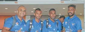  ?? Photo: Waisea Nasokia ?? Lautoka football players at the Nadi Internatio­nal Airport on May 8,2018..