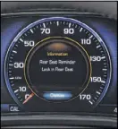  ?? A.J. MUELLER / GENERAL MOTORS CO. VIA ASSOCIATED PRESS ?? General Motors Co. offers a Rear Seat Reminder alert on the instrument panel of the 2017 GMC Acadia