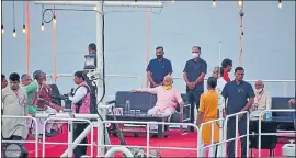  ?? IN PRAYAGRAJ HT PHOTO ?? Rashtriya Swayamseva­k Sangh chief Mohan Bhagwat watches Ganga Arti at Dashashwam­edh Ghat in Varanasi on Thursday. He boarded a cruise at Sant Ravidas Ghat and reached Dashashwam­edh Ghat. Bhagwat was accompanie­d by several office-bearers of RSS Kashi region. The RSS chief is on four-day visit to Kashi where he arrived on Wednesday.