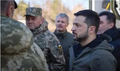  ?? Photograph: Ukrainian presidenti­al press service/Reuters ?? Tensions between Volodymyr Zelenskiy and Gen Valerii Zaluzhnyi (second left) have been simmering for months.