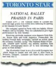  ??  ?? The Star covered the National Ballet’s five-week European tour in the spring of 1972, the last time the company performed in Paris.