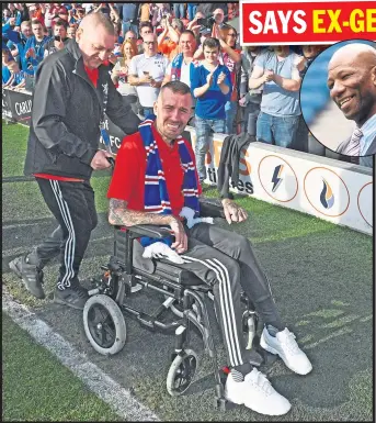  ??  ?? Marvin Andrews (inset) was on hand in Blackpool for Fernando Ricksen’s fundraisin­g match yesterday