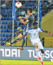  ??  ?? Japan and Honduras players vie for the ball during FIFA U-17 World Cup India 2017, in Guwahati on Sunday.