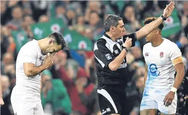  ??  ?? A dejected Danny Care reacts as referee Jerome Garces blows the final whistle yesterday.