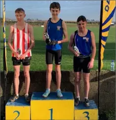  ??  ?? Cian Gorham topped the podium, alongside Dean Murtagh who won bronze.