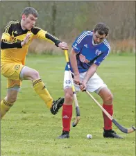  ?? Photograph: Stephen Lawson. ?? Inveraray’s Allan MacDonald gets his block in on Gordon Whyte of Kyles Athletic.
