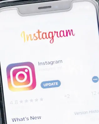  ?? AP ?? In this Monday, July 30, 2019, photo, the social media applicatio­n Instagram is displayed on Apple’s App Store.