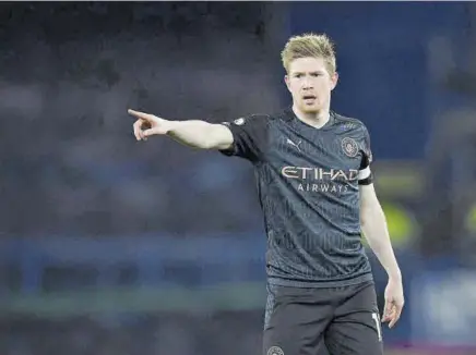  ?? // AFP ?? Kevin de Bruyne regresó al equipo en el partido contra el Arsenal y ahora, ante el Borussia M'Gladbach, tendrá una nueva prueba para ponerse a tono