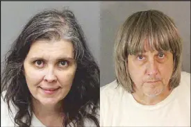  ??  ?? Photos show couple David Allen and Louise Anna Turpin who were arrested in California and charged with torture for holding their 13 children captive in their home. EPA-EFE