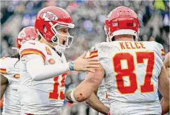  ?? Emily Curiel/kansas City Star ?? Patrick Mahomes, left, and Travis Kelce have led the former Dallas Texans to new heights over the past six years, while the Dallas Cowboys are again relegated to spectator status.