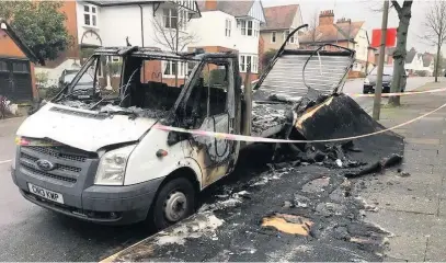  ?? LWA ?? WRECK: Leicester Wheels for All, which helps disabled youths and adults, saw its van was gutted by flames