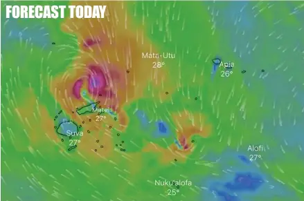  ??  ?? This was the forecast as of 8am today by Windy, the internatio­nal real time weather forecastin­g website. FORECAST TODAY