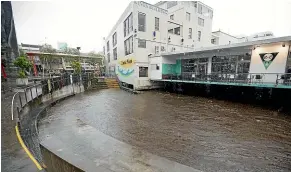  ??  ?? The Huatoki Plaza was closed yesterday due to the Huatoki Stream rising.