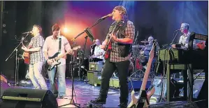  ??  ?? BAY CITY ROCKERS: Centrestag­e All-Star band is, back from left, Sandy Robbie, Fenlin Pietie, Kevin Mattheus and, front from left, Wayne Kallis, Andre Strydom and Arno Erasmus