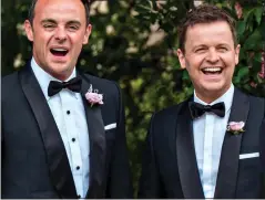  ??  ?? ALL SMILES: Ant and his best man Dec enjoying the occasion