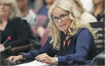  ?? DAN JANISSE ?? Nancy Pancheshan of the Friends of Ojibwa speaks at Windsor city council Monday about closing Matchette Road to help protect wildlife. Council agreed to consider an eco bridge or tunnel next year.