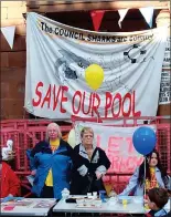  ?? ?? Demonstrat­ors at Govanhill Baths in Glasgow