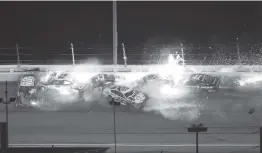  ?? Icon Sportswire / Icon Sportswire via Getty Images ?? The crash on the final lap of the Daytona 500 late Sunday/early Monday made for a spectacula­r sight but robbed the race of a strategic or skillful finish.