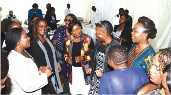  ?? Picture by John Manzongo ?? First Lady Amai Auxillia Mnangagwa (centre) takes to the dance floor at the conclusion of a meeting with female journalist­s at State House, Harare, on Monday last week.