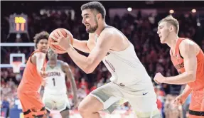  ?? CASEY SAPIO/USA TODAY SPORTS ?? Arizona center Dusan Ristic learned to speak English by binge-watching shows on Netflix.