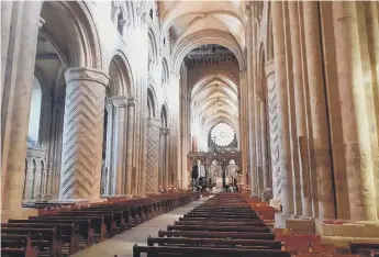  ??  ?? The nave of Durham Cathedral.