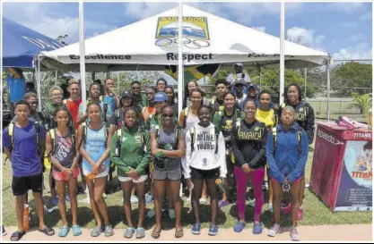  ??  ?? Jamaica’s Carifta Swim team at a familiaris­ation session in Barbados.