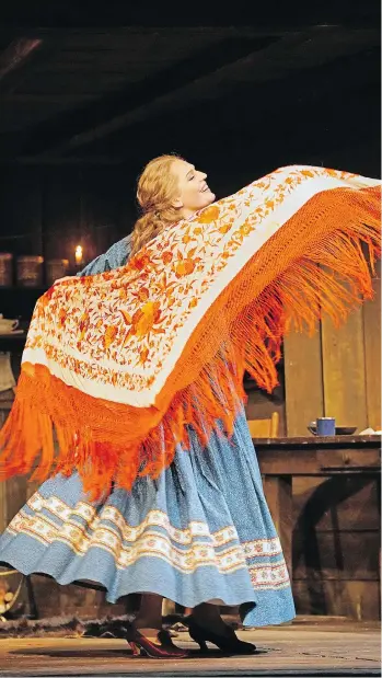  ?? METROPOLIT­AN OPERA ?? Eva-Maria Westbroek sings the role of Minnie in Puccini’s La Fanciulla del West.