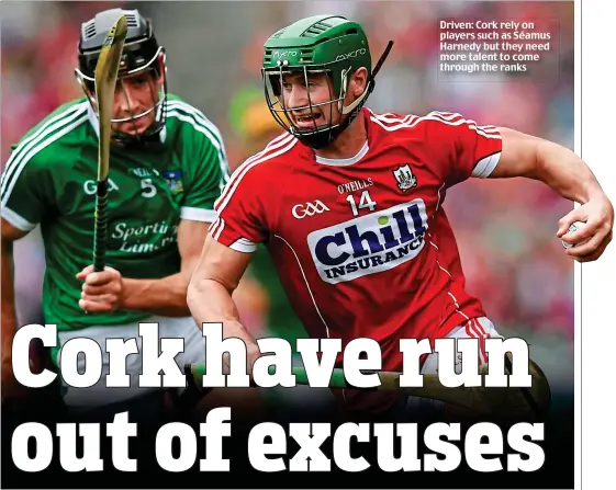  ??  ?? Driven: Cork rely on players such as Séamus Harnedy but they need more talent to come through the ranks