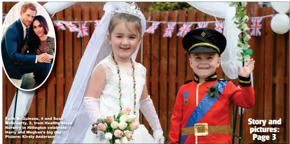  ?? Picture: KIrsty Anderson ?? Faith McGuiness, 4 and Sean McGroarty, 3, from Healthy Steps Nursery in Hillington celebrate Harry and Meghan’s big day